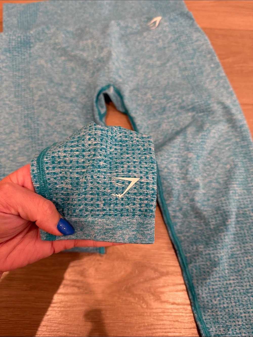 GYMSHARK Blue Marl‎ Vital Seamless Gym Workout Active Yoga Leggings Size XXL